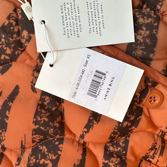 NWT Anine Bing Andy Bomber Quilted Jacket Color Rust Zebra Size XS - Picture 16 of 16